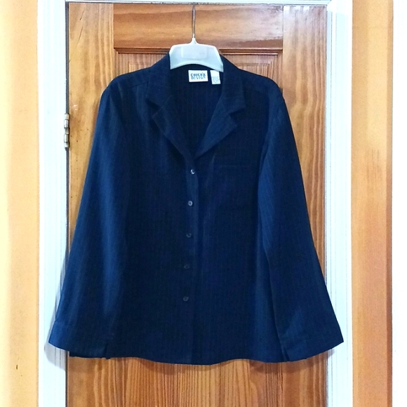 Chico's Design Plus Size Pinstripe Blazer Jacket Size 2 - Picture 1 of 13